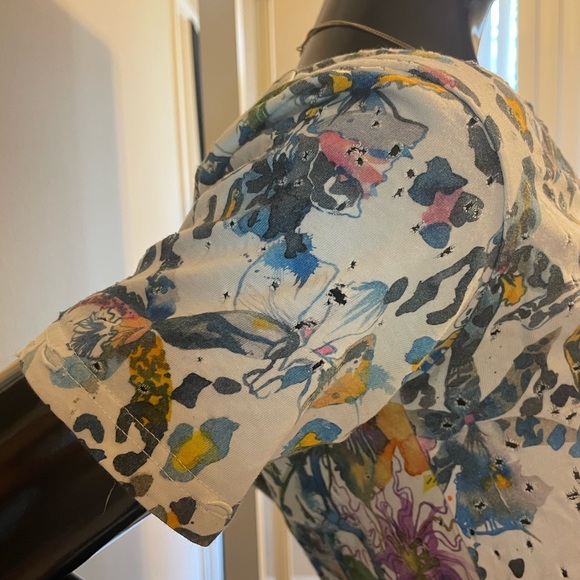 ❤️sold❤️ Balmain Floral distressed t shirt France 36 USA 6 medium - Picture 9 of 14